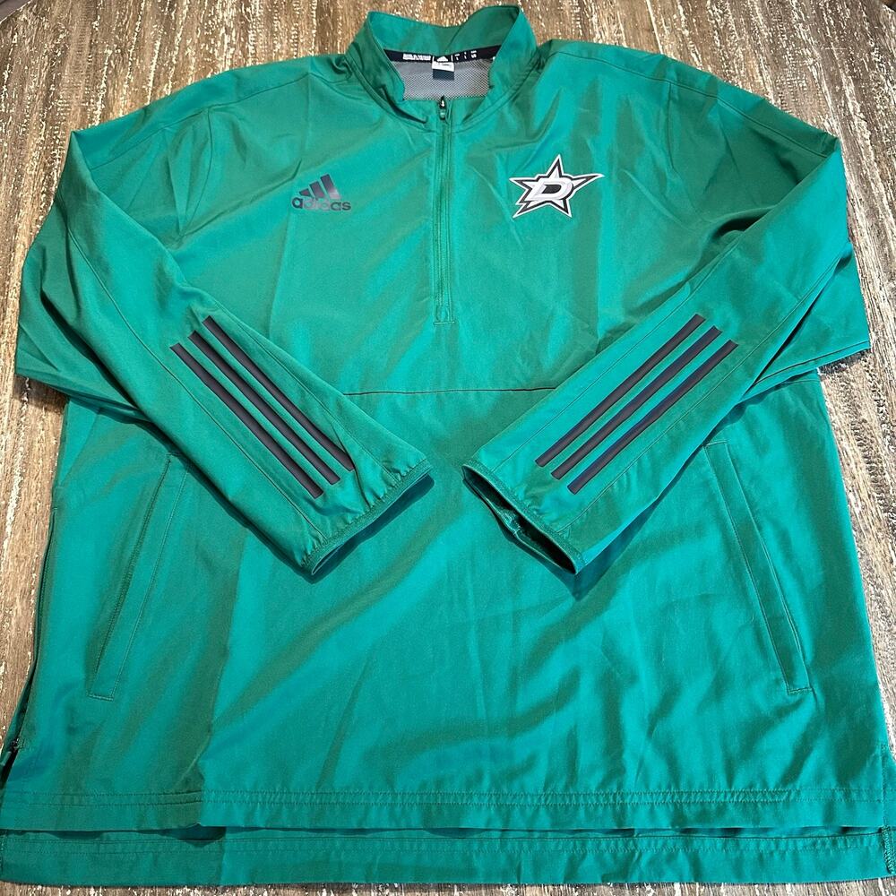 Adidas Dallas Stars NHL 1/4 Zip Pullover Windbreaker Jacket Green Men’s Size L